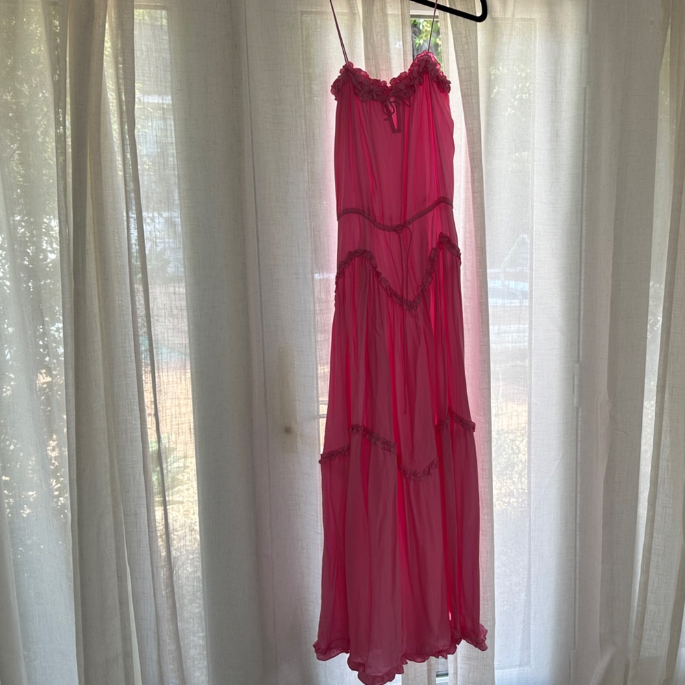 SWF Vibrant Pink Sheer Maxi Dress